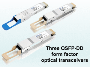 Three QSFP-DD form factor optical transceivers